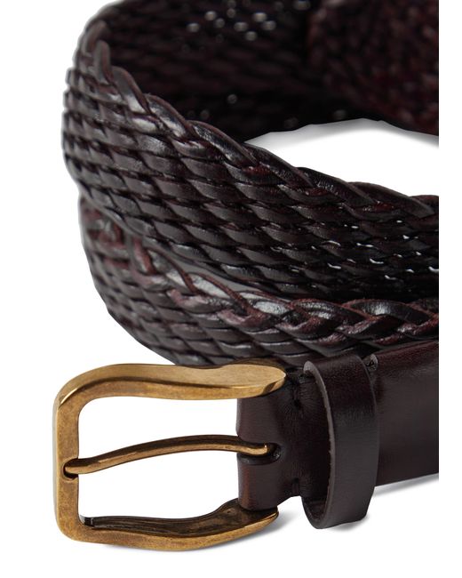 Brunello Cucinelli Brown Braided Calfskin Belt for men