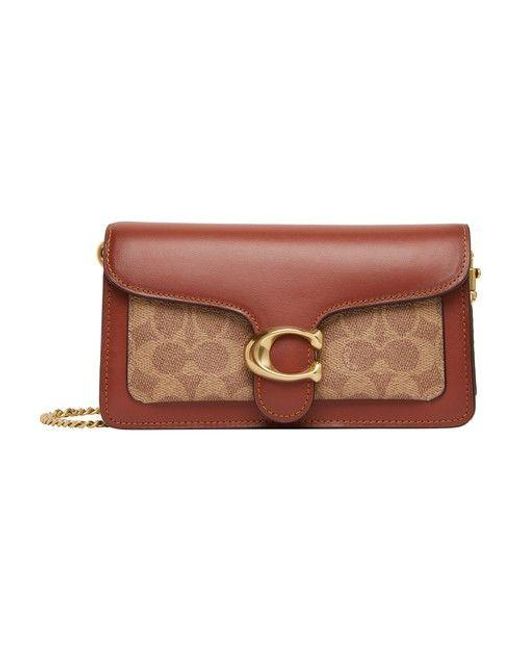 COACH Brown Tabby Chain Clutch In Signature Canvas