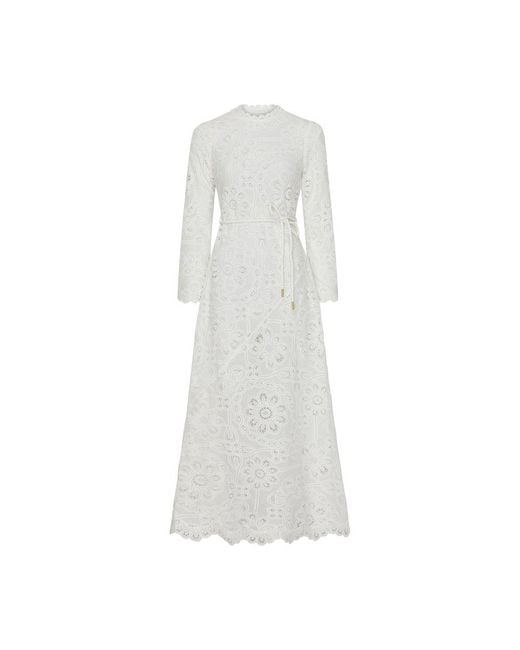 Zimmermann White Ottie Embroidered Long Dress
