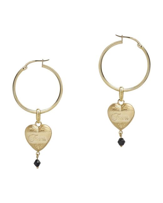 Dolce & Gabbana Metallic Hoop Earrings With Heart Pendant