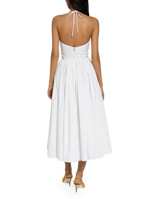 Robe midi en coton avec jupe circulaire Dolce & Gabbana en coloris White