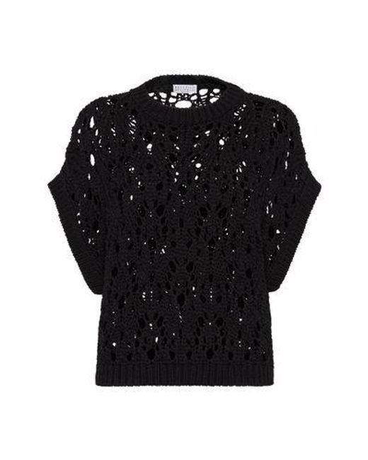 Brunello Cucinelli Black Cotton Sweater