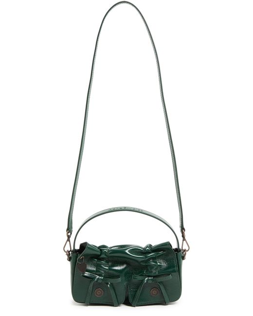 Acne Green Mikro-Schultertasche Mit Mehreren Fächern