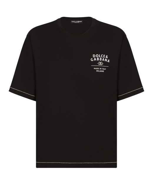 Dolce & Gabbana Kurzarm-T-Shirt aus Baumwolle in Black für Herren