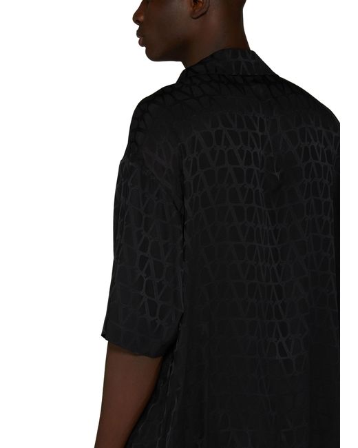 Chemise à manches courtes Toile Iconographe Valentino Garavani pour homme en coloris Black