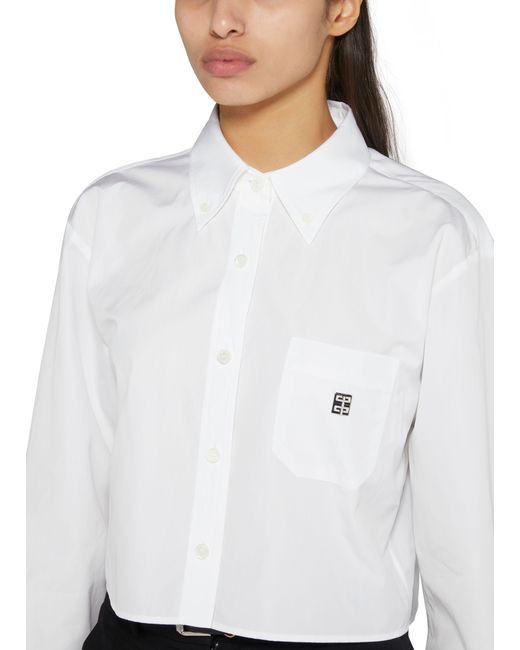 Givenchy White 4g Cropped Shirt