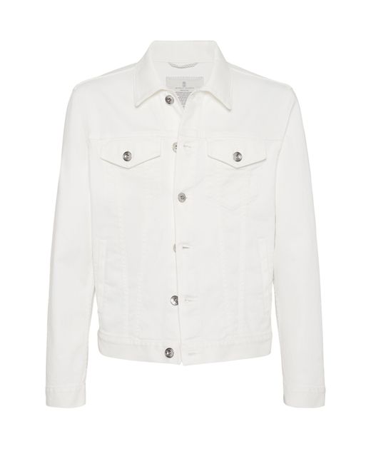 Brunello Cucinelli Jeansjacke mit vier Taschen in White für Herren