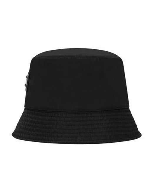 Dolce & Gabbana Black Nylon Bucket Hat With Branded Plate for men