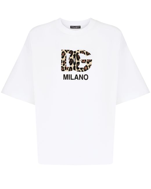 Dolce & Gabbana White T-Shirt With Flocked Dg Logo