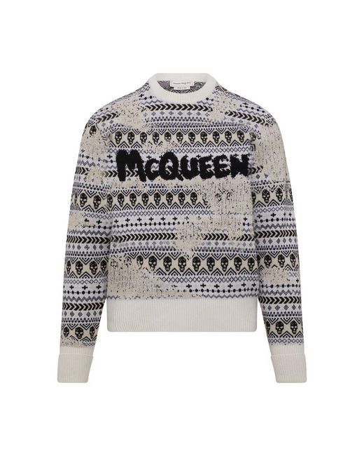 Alexander McQueen Gray Crew Neck Sweater for men