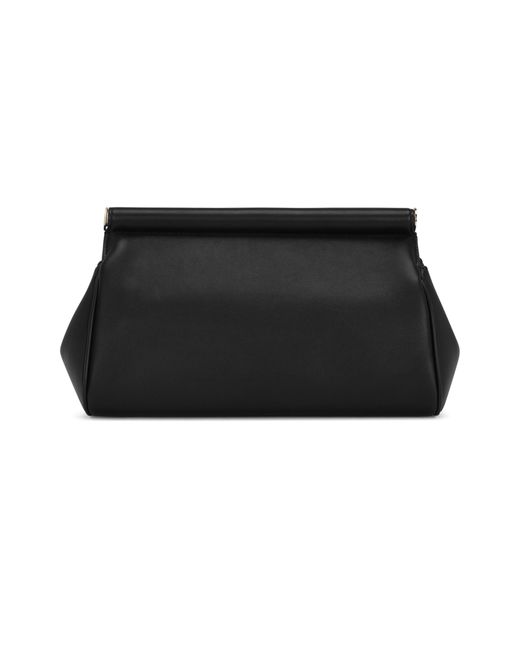 Dolce & Gabbana Black Large Leather Sicily Clutch Bag