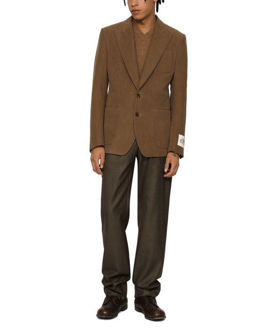 Dolce & Gabbana Brown Single-breasted Stretch Fustian Jacket for men