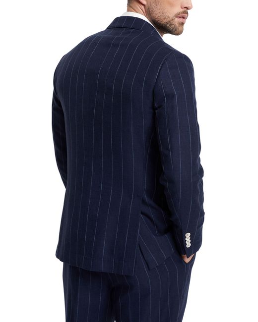 Brunello Cucinelli Blue Wool-cotton Chalk Stripe Blazer for men