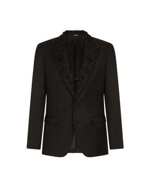 Dolce & Gabbana Black Wool Taormina-Fit Tuxedo Jacket for men