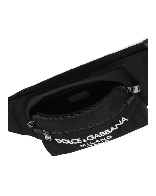 Dolce & Gabbana Black Small Belt Bag With Rubberized Logo for men