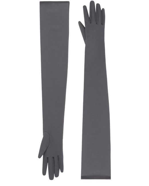 Dolce & Gabbana Gray Long Stretch Jersey Gloves