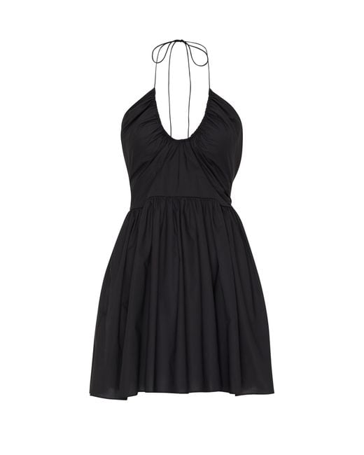 Matteau Black Drawcord Halter Mini Dress