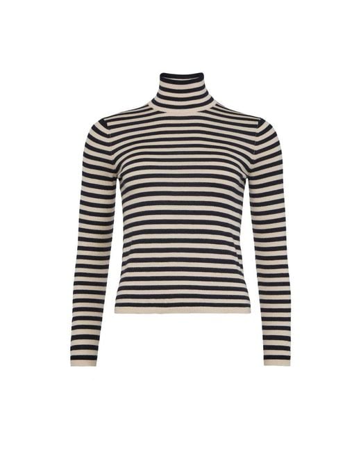 Max Mara Black Gestreifter Rollkragenpullover Patroni