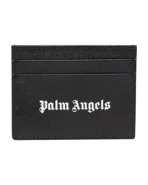 Palm Angels Black Logo Caviar Card Holder for men