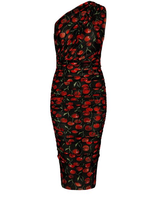 Dolce & Gabbana Red Cherry-print Midi Dress