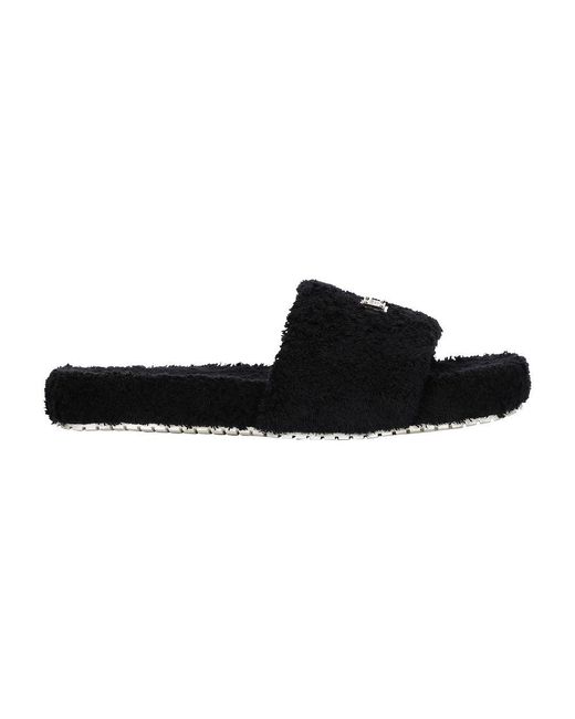 Dolce & Gabbana Black Terrycloth Sliders With Logo Tag for men