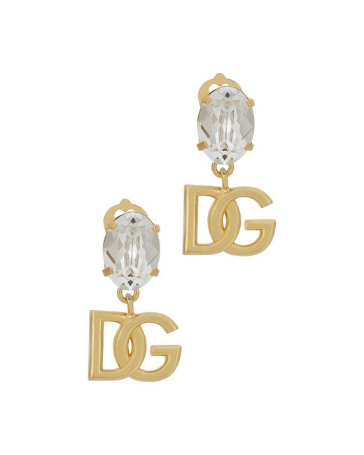Dolce & Gabbana Metallic Earrings With Rhinestones