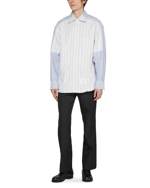 Thom Browne White 4-Bar Oversized Long Sleeved Shirt for men