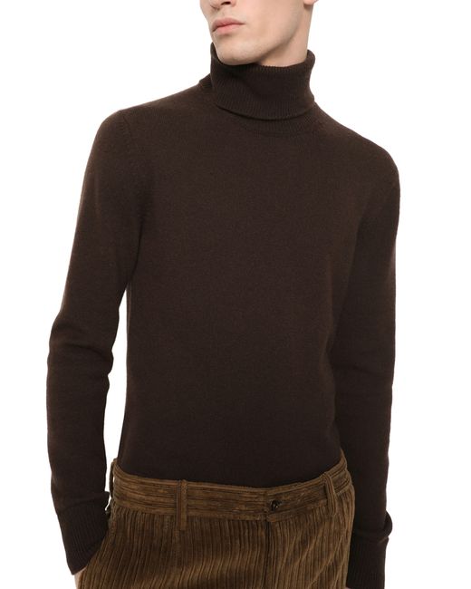 Dolce & Gabbana Brown Cashmere Turtle-Neck Sweater for men
