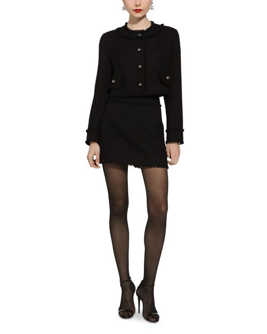 Dolce & Gabbana Black Short Raschel Tweed Jacket