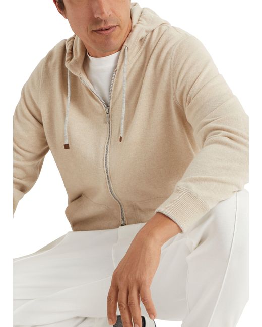 Brunello Cucinelli Natural Sweatshirt Style Cardigan for men