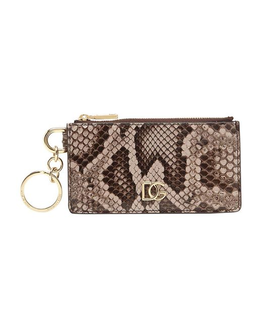 Dolce & Gabbana Brown Python Leather Card Holder for men