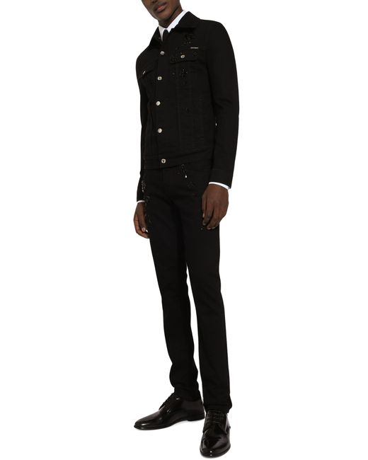 Dolce & Gabbana Black Stretch Denim Jacket for men