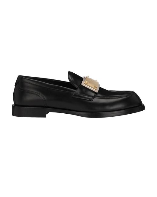 Dolce & Gabbana Black Brushed Calfskin Loafers for men