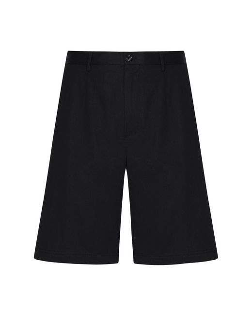Dolce & Gabbana Black Stretch Cotton Shorts With Branded Tag for men