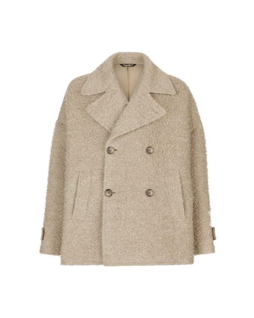 Dolce & Gabbana Natural Vintage-Look Double-Breasted Wool And Cotton Pea Coat for men