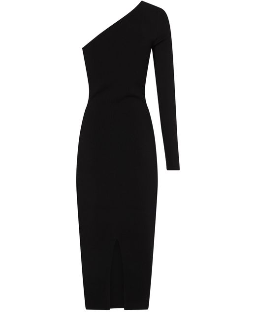 Victoria Beckham Black Vb Body One Shoulder Midi Dress