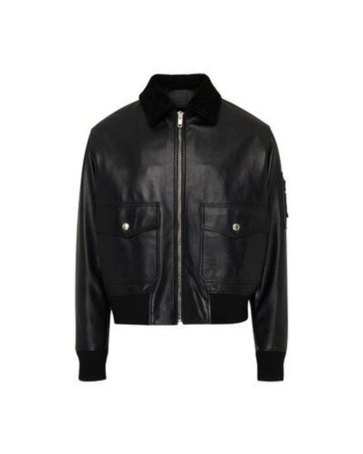 Givenchy Black Aviator Jacket With Shearling Collar for men