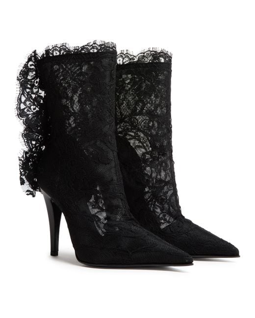Alexander McQueen Black Heron Stiefelette Aus Spitze