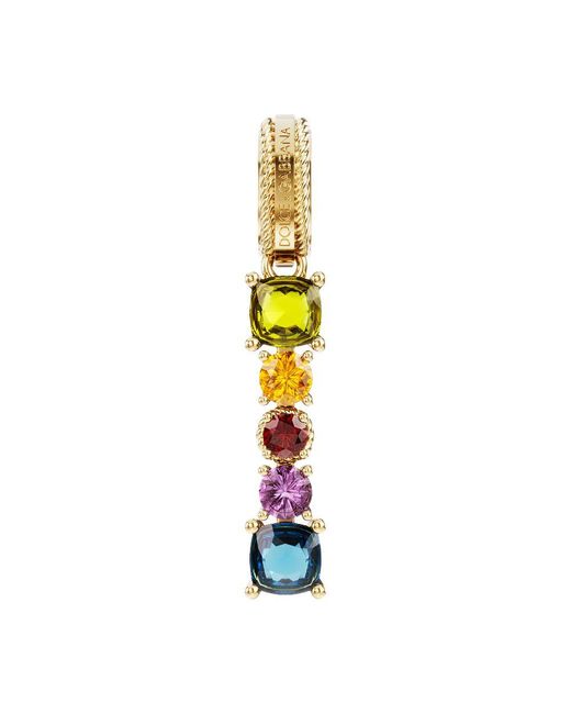 Dolce & Gabbana Metallic Rainbow Alphabet I 18 Kt Yellow Gold Charm With Multicolor Fine Gems