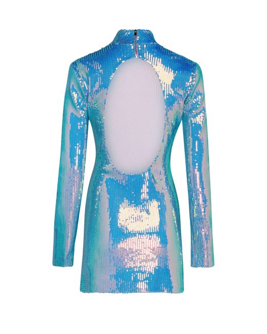 David Koma Blue Curcle Back Cutout Mini Dress