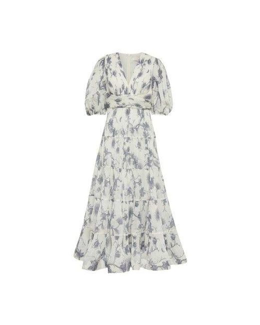 Zimmermann Pleated Floralprint Voile Midi Dress in White Lyst