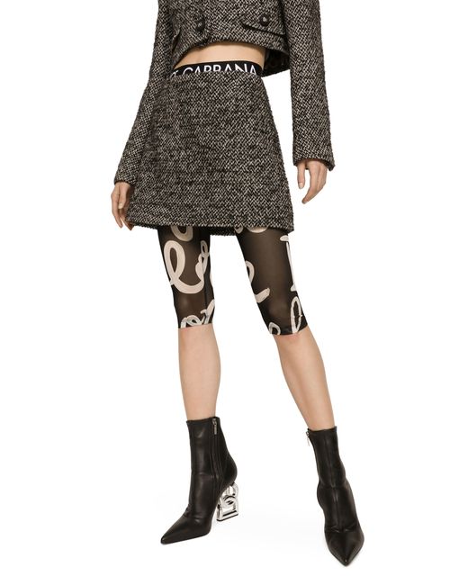 Dolce & Gabbana Gray Short Speckled Tweed Skirt
