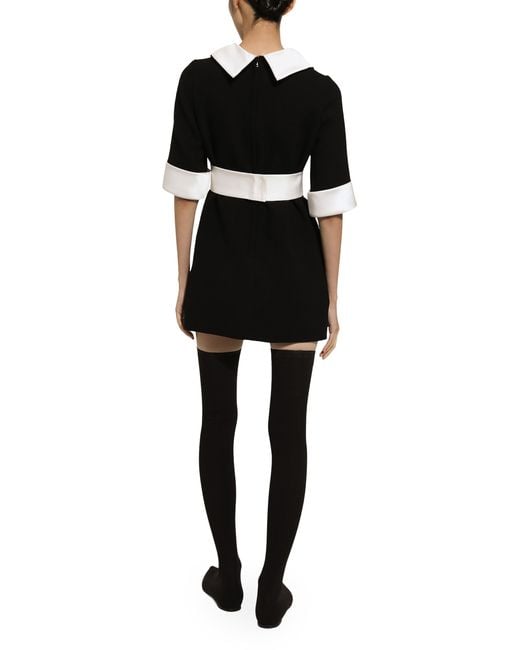 Dolce & Gabbana Black Short Wool Crepe Dress