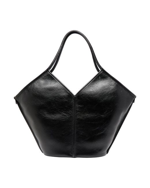 Hereu Black Calella Distressed Leather Tote Bag