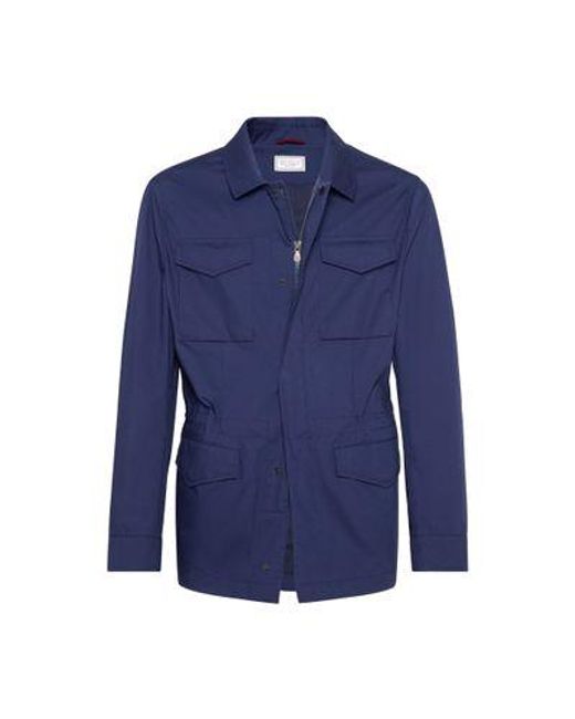 Brunello Cucinelli Blue Military-Style Jacket for men