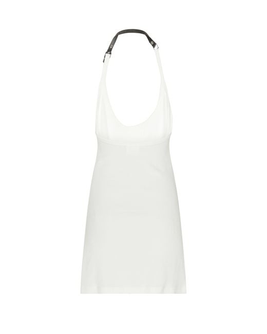 Courreges White Holistic Langes Rippstrickkleid mit Schnalle im 90er-Jahre-Stil