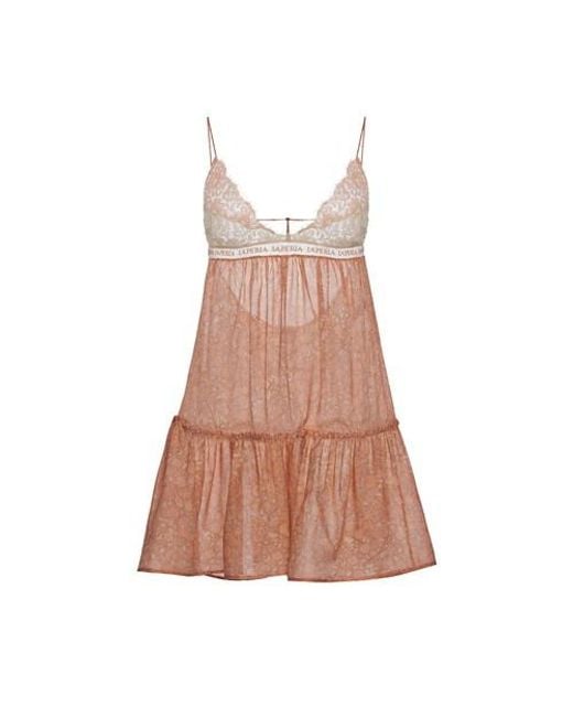 La Perla Silk Slip Dress With Leavers Lace in Pink_powder (Pink) - Lyst