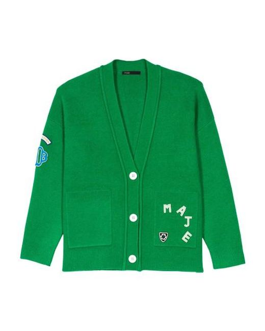 Maje Green Knit Cardigan