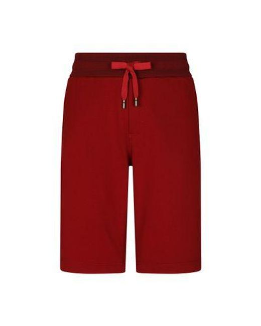 Dolce & Gabbana Red Jersey Bermuda Jogging Shorts for men