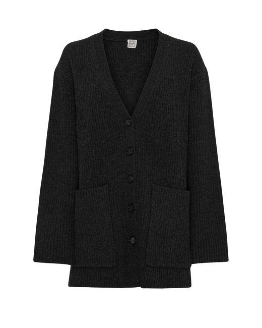 Cardigan en laine côtelé Totême  en coloris Black